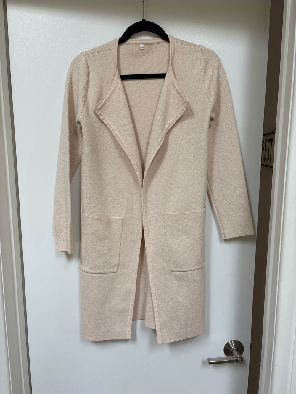 Amazon Women's Cream Open-Front Long Cardigan